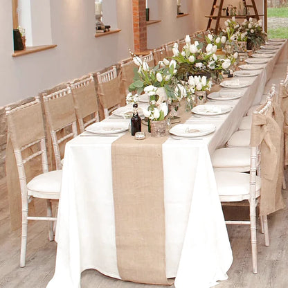 chemin table bapteme toile jute mariage