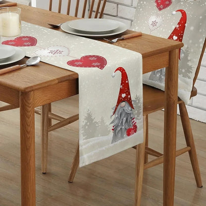 chemin table noel gris coeur rouge pere noel