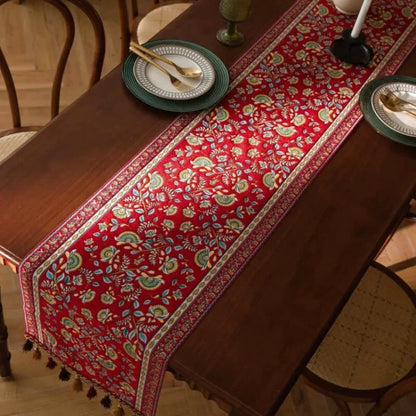 chemin table rouge motif