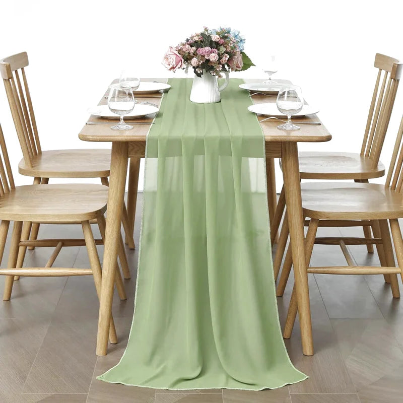 chemin table vert eau gaz coton