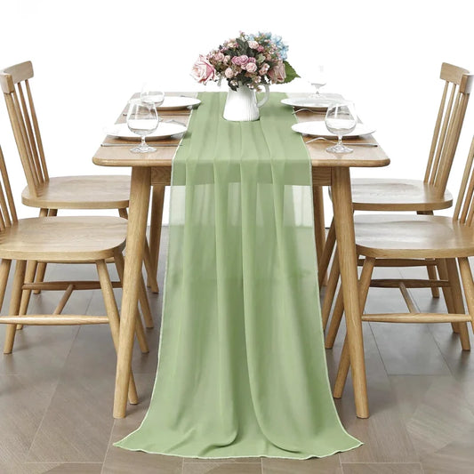 chemin table vert eau tissu